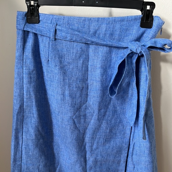 Banana Republic Blue Midi Linen Blend Wrap A-Line Skirt Size 2 - Picture 5 of 14